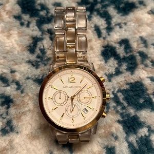 Michael Kors clear and gold watch